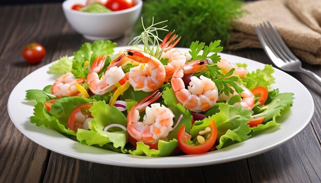 Photo vegetable salad with shrimps sea breeze