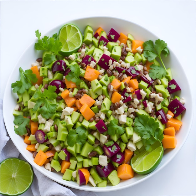 Vegetable salad with tomato cucumber bell pepper celery and parsley