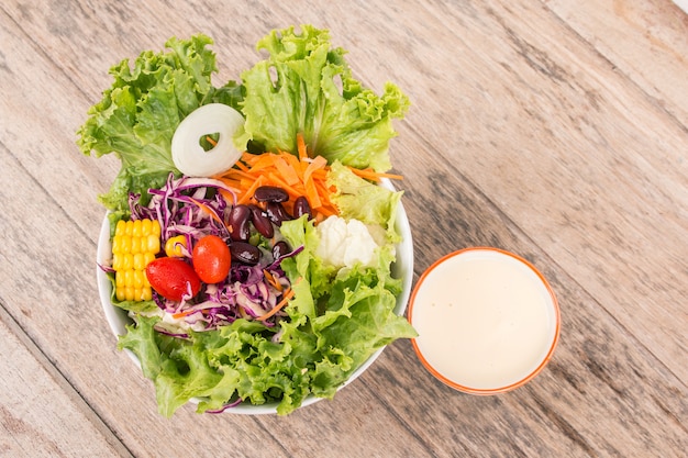 Vegetable Salad on Wooden background