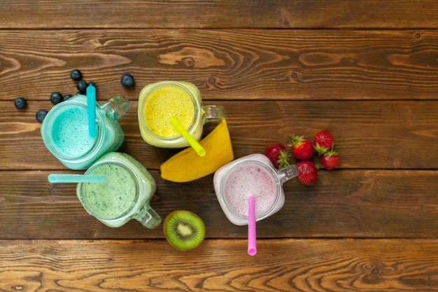 Vegetable smoothies on wood