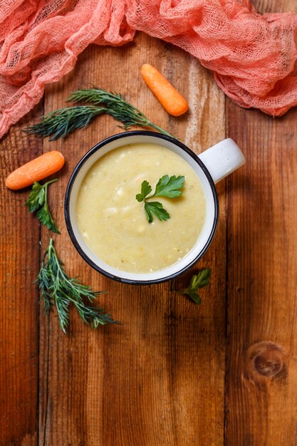 Vegetable soup puree in a mug