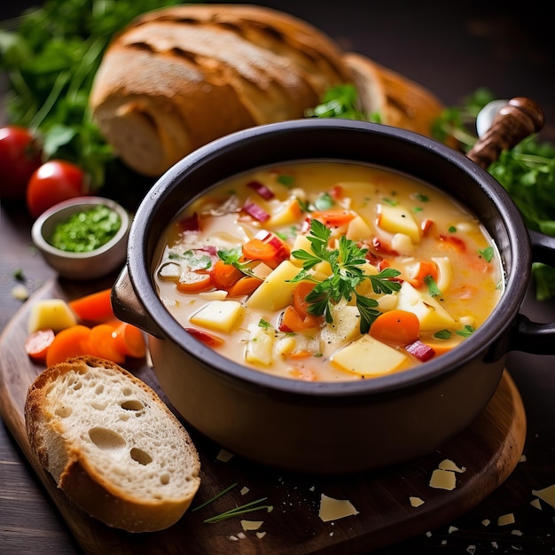 vegetable soup with bread