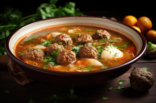 Vegetable soup with meatballs