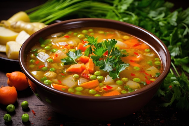 vegetable soup with parsley