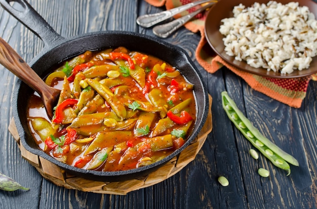 Photo vegetable stew with beans