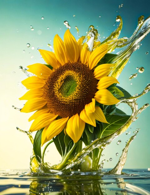Vegetable sunflower or olive oil frozen motion splash with droplets and bubbles