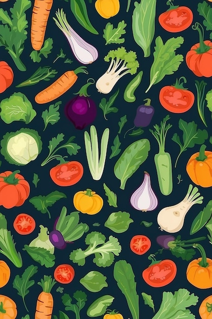 Photo vegetable vector seamless pattern