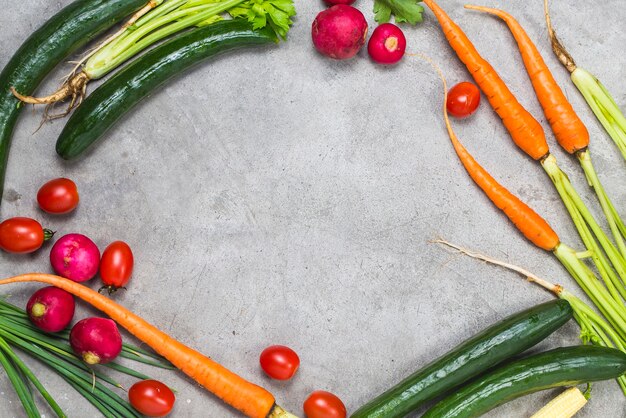 Vegetable and vegetable top view