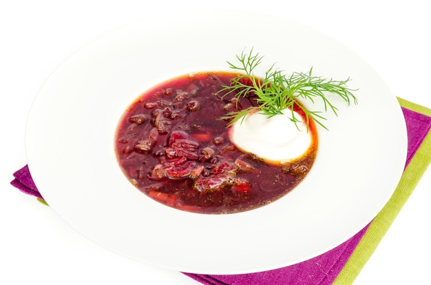 Vegetable vegetarian soup with beetroot. Studio 