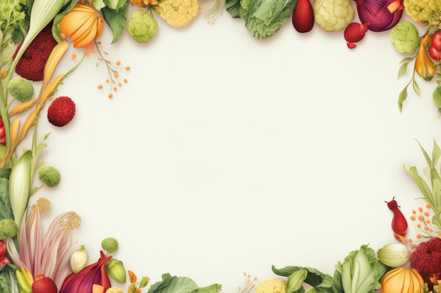 a vegetables collage isolated on Web banner with copy space Generative AI