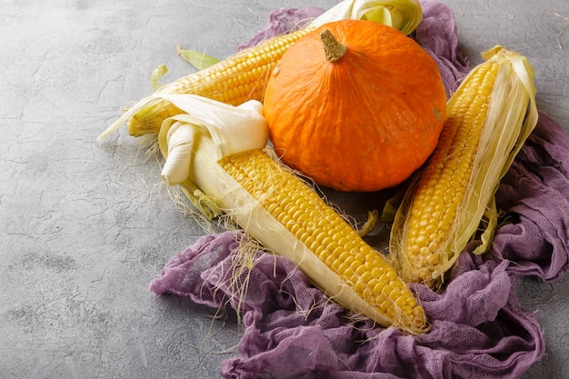 Vegetables corn and pumpkin