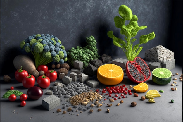 vegetables on the counter