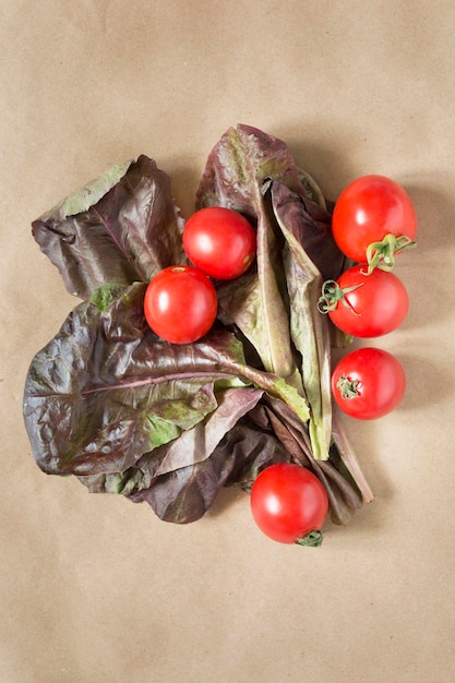 Vegetables on craft paper