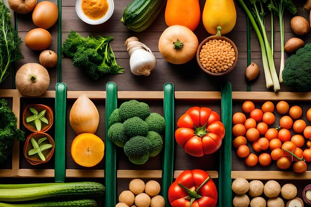 Vegetables on a cutting board with a knife and a fork