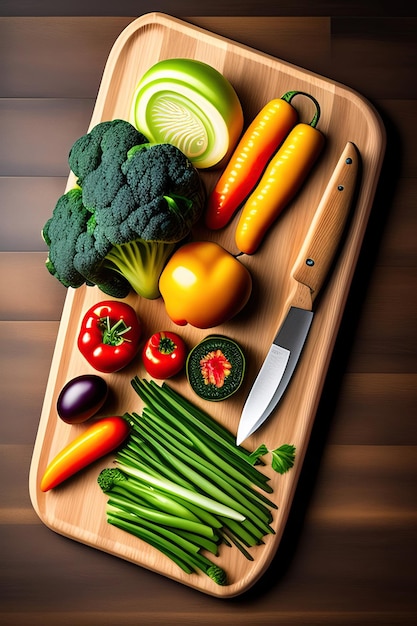 Vegetables and cutting board