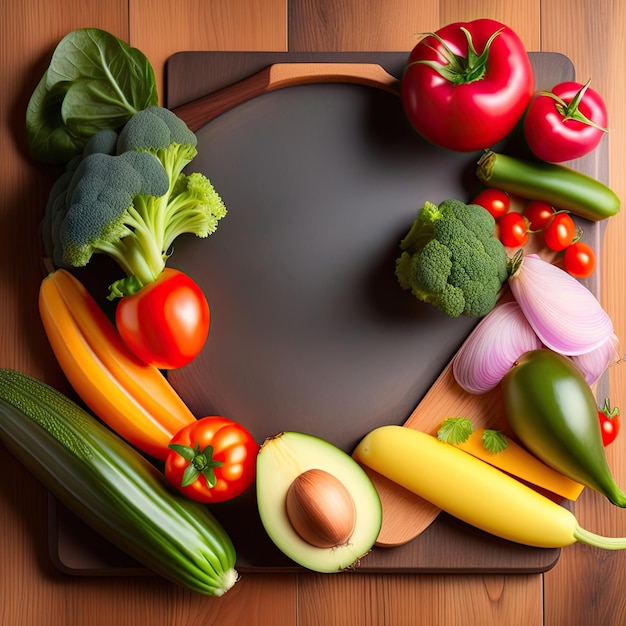 Vegetables and cutting board