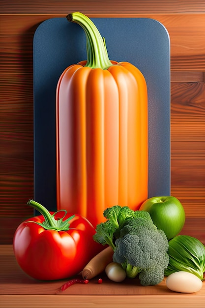 Vegetables and cutting board