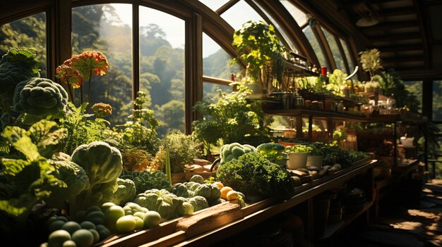 写真 野菜農場の屋内視点