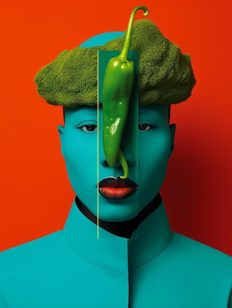 Vegetables fashion model fashion magazine cover trendy fashion shoot