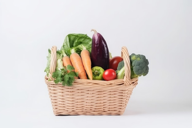 Vegetables fresh basket Vegan market Generate Ai