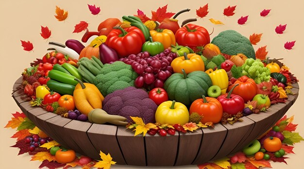 Photo vegetables and fruits in a basket