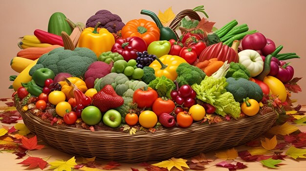 Photo vegetables and fruits in a basket