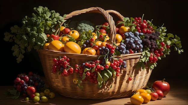 Vegetables and fruits in the basket