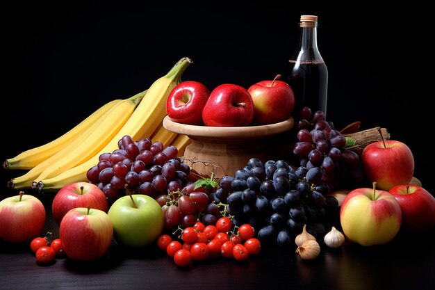 Photo vegetables and fruits on the counterto