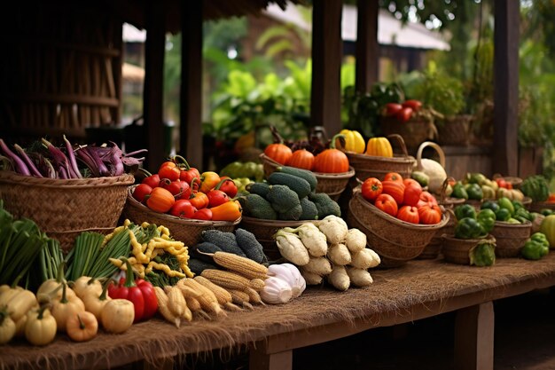 Foto le verdure, i frutti e i cereali del campo e del giardino sono disponibili in abbondanza sul mercato.