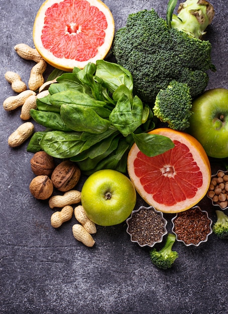 Vegetables, fruits, seeds  and nuts