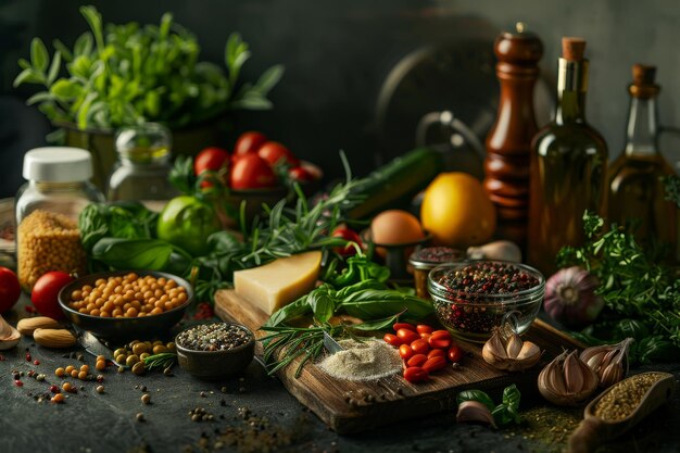 vegetables fruits still life on the table