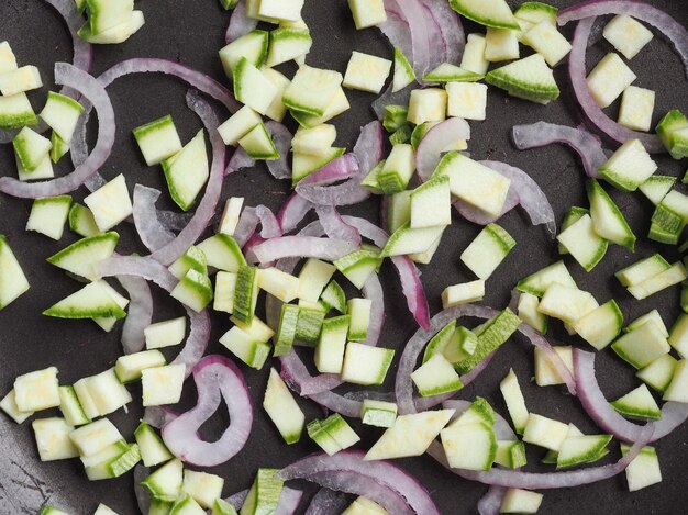 Vegetables in a frying pan