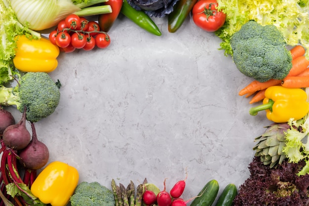 Vegetables on gray surface