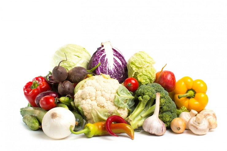 Photo vegetables isolated on a white space.
