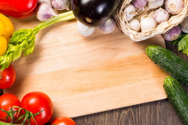 Vegetables on the kitchen board