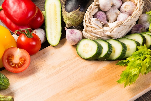 Vegetables on the kitchen board