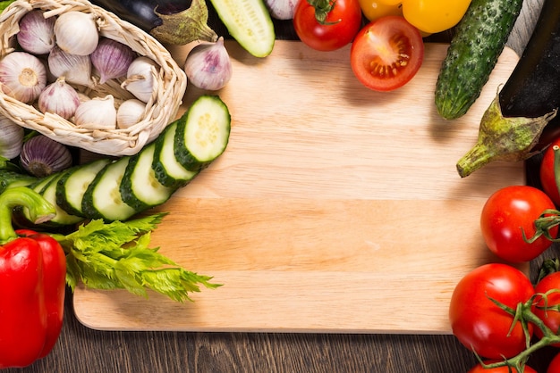 Vegetables on the kitchen board