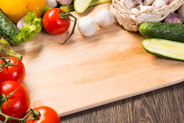 Vegetables on the kitchen board