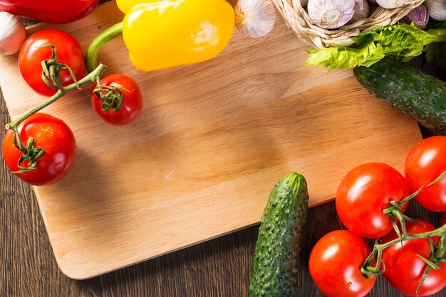 Vegetables on the kitchen board