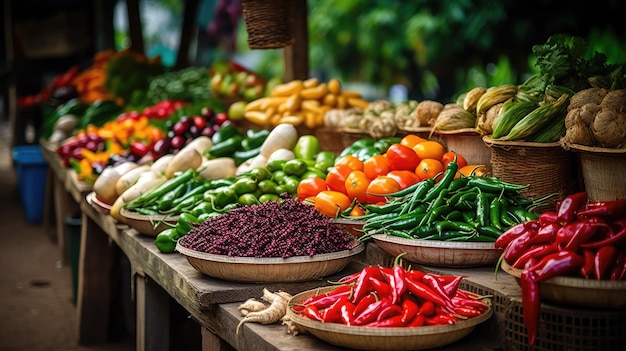 vegetables at a market stall