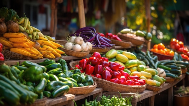 vegetables at a market stall