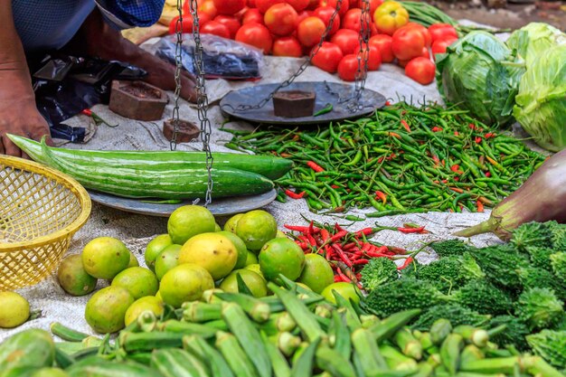 Vegetables for sale at market stall