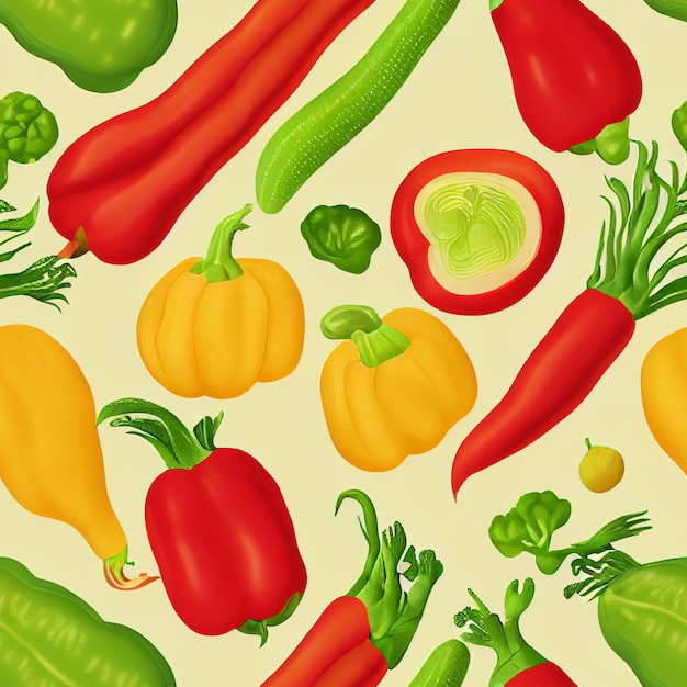 野菜のシームレスなパターン。野菜の背景。健康食品パターン