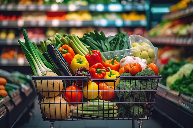 Vegetables Shopping cart in the supermarket