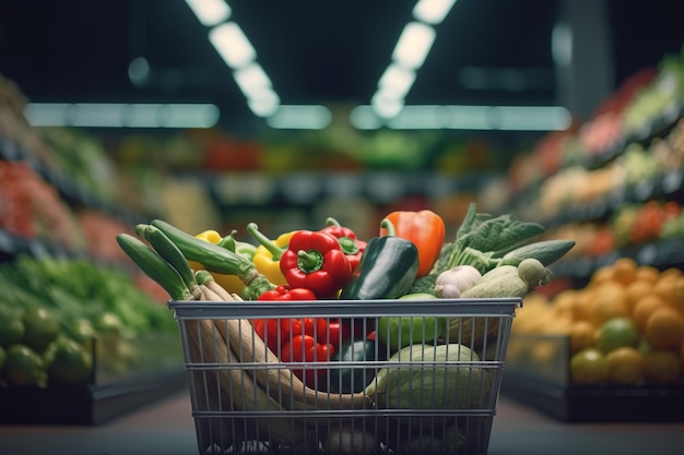 Vegetables Shopping cart in the supermarket