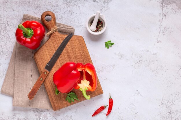 Vegetables and spices healthy food preparation concept