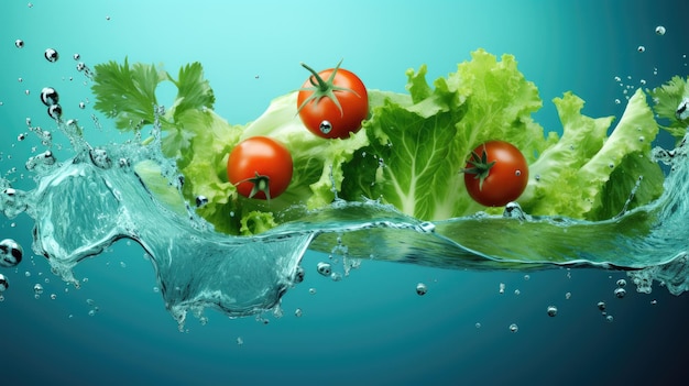 Vegetables among the spilled water