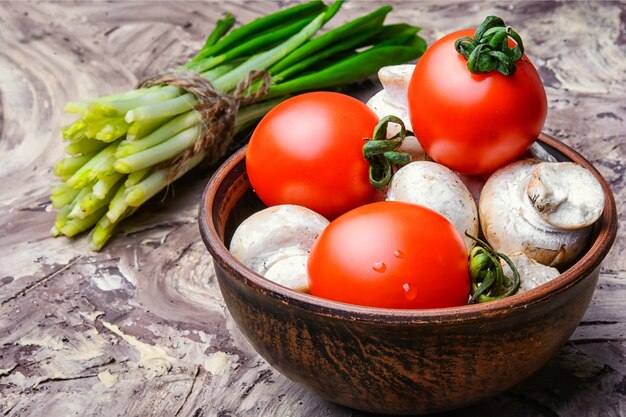 Vegetables for spring salad