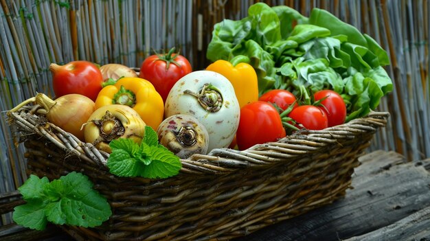 Photo vegetables and spring time vegetables at spring time