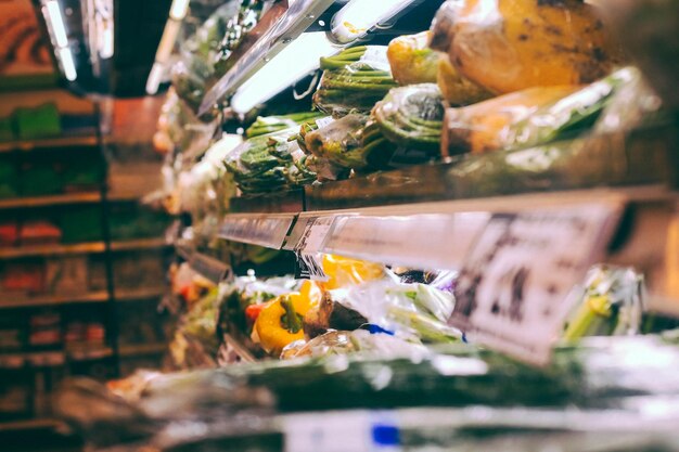 Vegetables in supermarket for sale